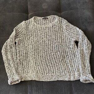 Super cute Ann Taylor open weave black and cream sweater. Super soft long sleeve